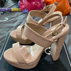 Nude block heels